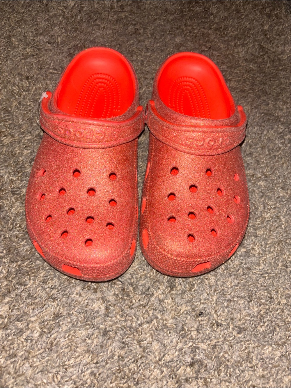 CROCS  Bright coral Sparkle Clogs